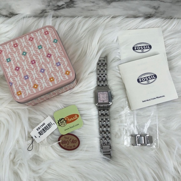 Fossil Pink Face Stainless Steel Wrist Watch - Picture 1 of 7